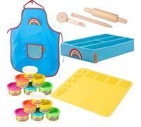 roba x Play-Doh Extra Large Playset - Dough Set with Canvas Box, 3D Creative Mat, 12 Dough Cans, Wooden Tools & Apron - Creative Gift from 3 Years
