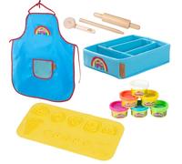 roba x Play-Doh Sustainable Play Set - Ready to Play, Packed in a Canvas Box, 3D Creative Mat, 6 Cans of Dough, Apron & Wooden Tools - A Creative Gift for Children Aged 3 and Up