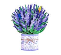 ROBBEAR Lavender Bouquet Pop Up Card, 3D Flower Greeting Card with Envelope for Any Occasion, Birthday, Mother's Day, Anniversary, Valentines Day, Foldable Flower Cards for Wife or Friends