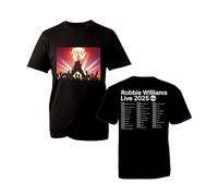 Robbie William Live Concert T-Shirt - Super Star 2025 RW Fans Tee Pop Rock Music Unisex for Adults and Kids (Black, 12 Years)
