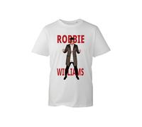 Robbie William Retro Concert T-Shirt - Bold Graphic Fan Tee with Stage Pose Music Icon Tribute Tee for Adults and Kids (White, L)