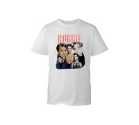 Robbie William Retro Pop Music Fan T-Shirt - 90s Inspired Graphic Tee for Music Lovers 2025 Live Concert Tee Unisex for Adults and Kids (White, L)