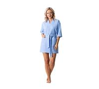 Robe Direct Lightweight Waffle Weave Bath, Spa & Bridesmaids Kimono Short Robes, Light Blue, XXL
