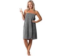 Robe Direct Women’s Terry Cloth Spa and Bath Towel Wrap with Adjustable Closure & Elastic Top, Gray, XXL