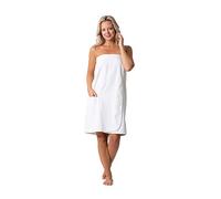 Robe Direct Women’s Terry Cloth Spa and Bath Towel Wrap with Adjustable Closure & Elastic Top (White, Large/One Size)