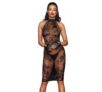 Robe mi-Longue transparente en Tulle F240 - Large - Noir