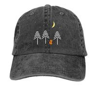 ROBEIUO Retro Denim Baseball Cap Washed Men's Baseball Cap Night Moon Trucker Snapback Caps Dad Hat A Fox in The Wild Golf Hats