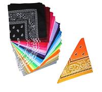 Robelli 12 Paisley Pattern Assorted Colour Bandanas +1 Sunburst - 100% Cotton