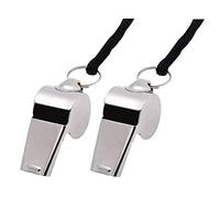 ROBELLI 2 x Stainless Steel Sports Training Referee Whistle with Lanyard