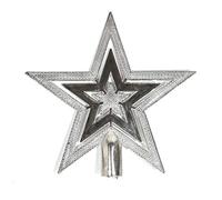Robelli 20cm Embossed Star Christmas Tree Topper Decoration Ornament (Silver)