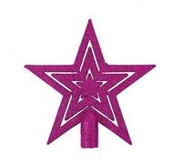 Robelli 20cm Glitter Star Christmas Tree Topper Decoration Ornament (Hot Pink)