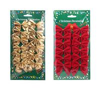 Robelli 48 x Red & Gold Christmas Decorations Christmas Ribbon Bows