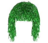 Robelli Adult Fancy Dress Shiny Metallic Foil Tinsel Wig Costume Accessory (1, Green)