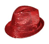 Robelli Adult/Kids Colourful Fancy Dress Sequin Fedora Hat (Red)