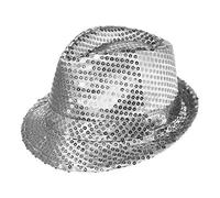 Robelli Adult/Kids Colourful Fancy Dress Sequin Fedora Hat (Silver)