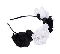 Robelli Adult/Kids Halloween 'Day of The Dead' Rose Flower Headband - Black & White