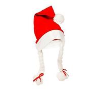 Robelli Christmas Santa Claus Fancy Dress Hat with Hanging Hair Plaits