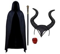 Robelli Evil Witch Women Halloween Outfit - Cape, Horns, Apple & Cane