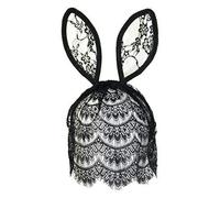 Robelli Floral Bunny Rabbit Ears Fancy Dress Headband with Veil - Black