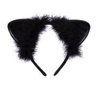 Robelli Fluffy Cat Ears Halloween Fancy Dress Headband - Black