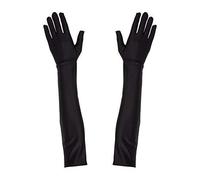 Robelli Long Elbow Length Polyester Fancy Dress Gloves (Black)