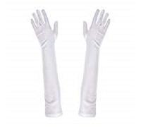 Robelli Long Elbow Length Polyester Fancy Dress Gloves (White)