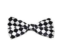 Robelli Men's Novelty Satin Bow Tie - Variety of Designs Available (Black/White Check)