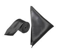 Robelli Men's Satin 2” Slim Tie and Pocket Handkerchief Set - Available in a Variety of Colours (Dark Grey)