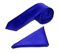 Robelli Men's Satin 2" Slim Tie and Pocket Handkerchief Set - Royal Blue