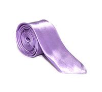 Robelli New Mens Slim Skinny Thin Solid Colour Plain Satin Silk Tie Necktie Wedding Ties - Lilac