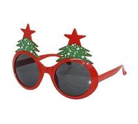 Robelli Novelty Christmas Theme Glasses (Christmas Tree, Santa, Reindeer, Snowflake etc) (Red Xmas Tree)