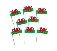 Robelli Pack of 100 Wales St David Flag Cocktail Picks for Cupcakes, Canapés etc