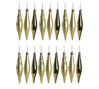 Robelli Pack of 18 Large Droplet Christmas Tree Hanging Pendant Decoration (Gold)