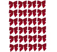 Robelli Pack of 24 Red Christmas Tree Tie-On Velvet Bow Decorations
