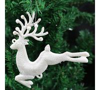 Robelli Pack of 3 Glitter Flying Reindeer Christmas Tree Hanging Pendant Decorations (3, White)