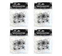 Robelli Pack of 4 Stretchable Spider Cob Web Halloween Decoration with Spiders