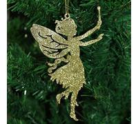 Robelli Pack of 6 Glitter Fairy Christmas Tree Hanging Pendant Decorations (1, Gold)