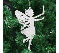 Robelli Pack of 6 Glitter Fairy Christmas Tree Hanging Pendant Decorations (4, White)