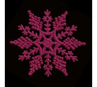 Robelli Pack of 6 Glitter Snowflake Christmas Tree Hanging Decorations (Cerise)
