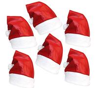 Robelli Pack of 6 Red Satin Christmas Santa Hats