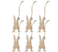 Robelli Pack of 6 Wooden Easter Bunny Rabbit Hanging Decorations
