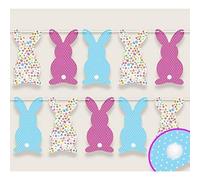 Robelli Paper Bunny Rabbit Easter Bunting with Pom Pom Tails