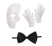 Robelli Phantom of the Opera Halloween Fancy Dress Set (Mask, Gloves, Dickie Bow)