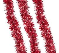 Robelli Thick Luxury Metallic Christmas Tree Tinsel Decoration - 6m (Red)