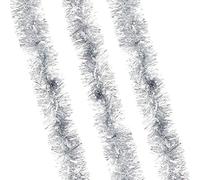 Robelli Thick Luxury Metallic Christmas Tree Tinsel Decoration - 6m (Silver)