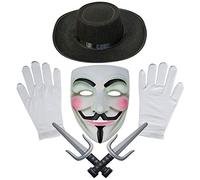 Robelli Vendetta Mask, Hat & White Gloves Fancy Dress Combo Set