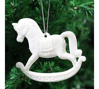 Robelli White Christmas Tree Hanging Pendant Baubles Decoration Ornaments (3 x Rocking Horses)