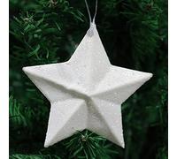 Robelli White Christmas Tree Hanging Pendant Baubles Decoration Ornaments (6 x 3D Stars)