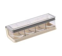 Roberee Clear Seasoning Containers,4 Grid Spice Jars Nordic Style Transparent Seasoning Jars with Cover and Spoons Spice Box Set,for Salt Pepper Sugar Spice Home Cafe