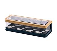 Roberee Nordic Style Spice Jar Set, 4 Grids, 1040ML, 27.5cm x 7.8cm x 7.8cm, Kitchen Seasoning Box with Spoon, Airtight, Transparent